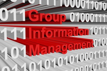 Group information management in the form of binary code, 3D illustration