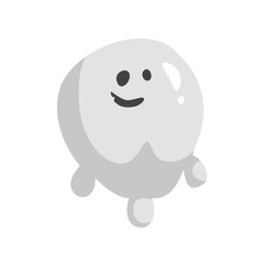 White Ghost In Childish Cartoon Manner Isolated On White Background.