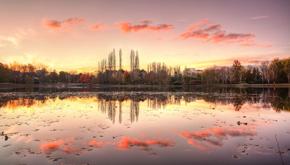 Fototapeta premium Lake Burley Griffin in Canberra, Australian Capitol Territory. Australia.