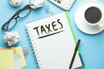 Text taxes  on the notebook