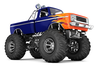Monster truck. Big foot. 3d image isolated on white