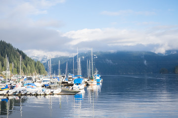 Fototapeta na wymiar Winter view of Deep Cove, North Vancouver, Canada
