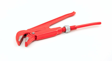 Pipe wrench on white background