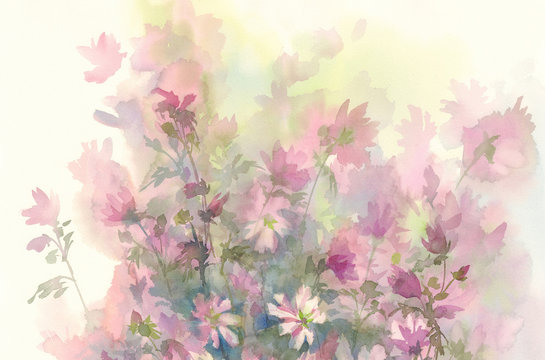 pink flower watercolor background