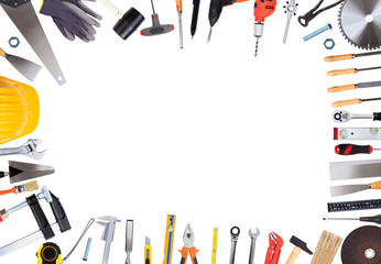 Set of hand tools with copy space