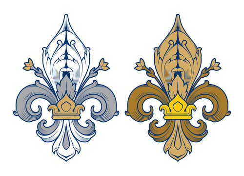 Fleur de lis symbol, silhouette - heraldic symbol. Vector Illustration. Medieval sign.