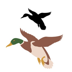 duck vector illustration style Flat set black silhouette