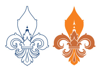 Fleur de lis symbol, silhouette - heraldic symbol. Vector Illustration. Medieval sign.