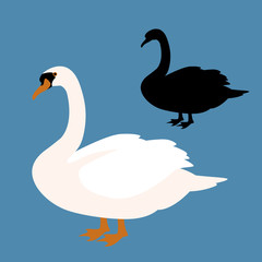 swan vector illustration style Flat set black silhouette
