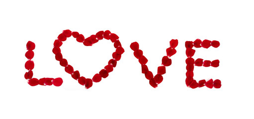 Liebe mit Rosenblättern Geschrieben