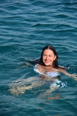 woman swiming in the sea