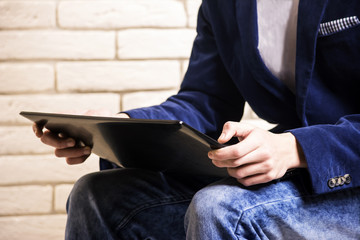 a man working at a laptop