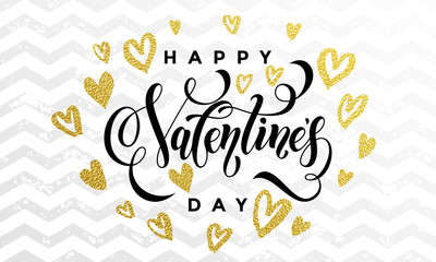 Valentine day gold love heart glitter greeting card