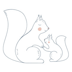 Squirrel Mother and Chiild