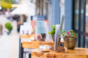 Cafe table in street