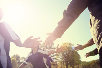 High Five line after a childs soccer game