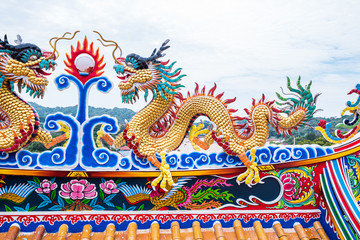 dragon on chinese temple roof top