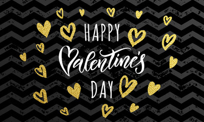 Fototapeta na wymiar Valentine day gold love heart glitter greeting card