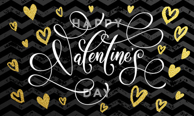 Fototapeta na wymiar Valentine day gold love heart glitter greeting card