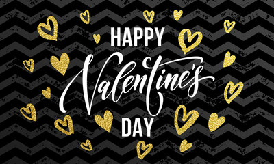 Valentine day gold love heart glitter greeting card