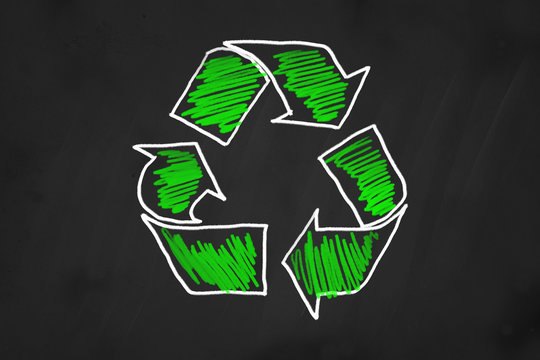 Recycling Symbol auf Schiefertafel
