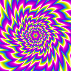 Colorful rainbow flower. Spin illusion.