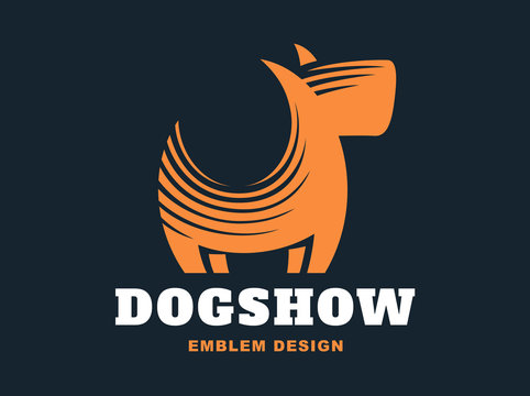Dog logo - vector illustration, emblem on dark background