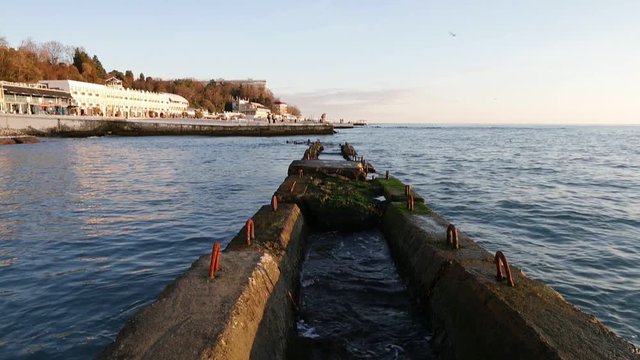 Promenade at sunset.