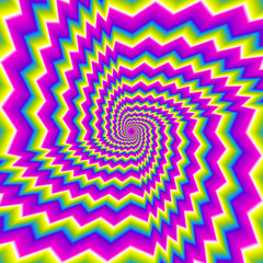 Iridescent background with zigzags. Optical expansion illusion.