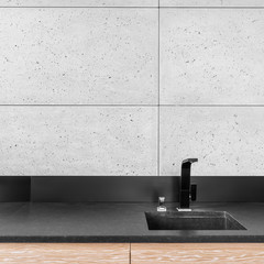 Modern kitchen with black tap