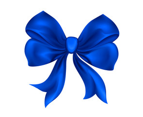 Blue bow . Vector isolated on white background