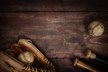 Old Vintage Baseball Background. Shallow focus - obrazy, fototapety, plakaty