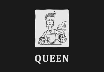 Old style sign with young queen.