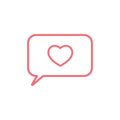 love heart, speech bubble, dialog box icon on white background