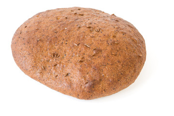 Bread cake with thymine isolated on white background.