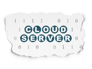 Cloud networking concept: Cloud Server on Torn Paper background