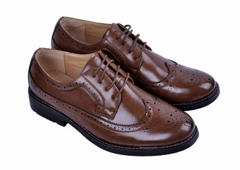 men's fashion shoes brown isolated on white background