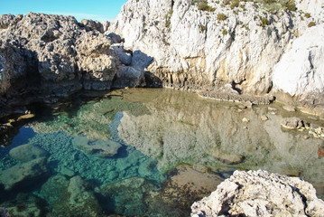 I riflessi delle rocce sul lago