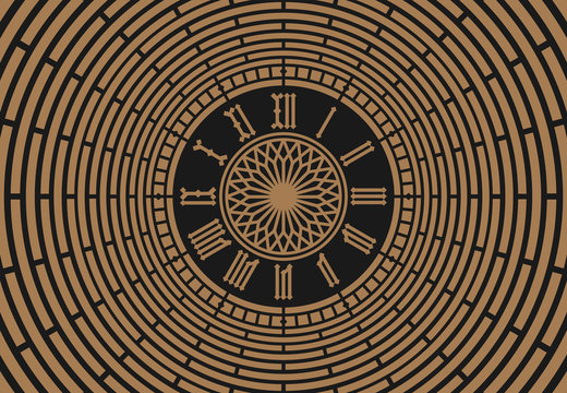 Roman numeral clock on abstract background