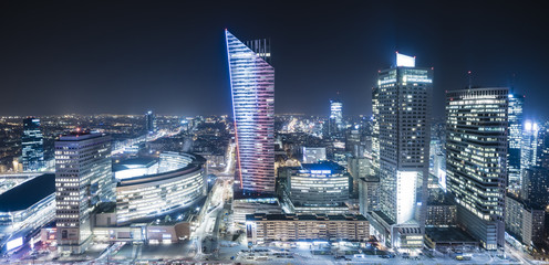 modern city center of Warsaw, skyscrapers