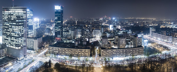 Fototapeta modern city center of Warsaw, skyscrapers obraz