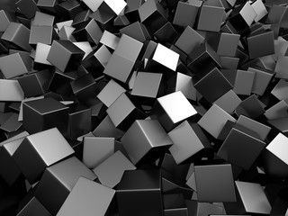 Chaotic silver metallic cubes digital background