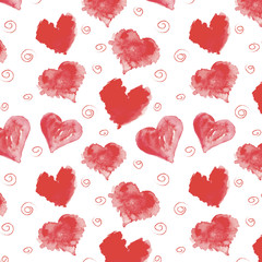 Красное акварельное сердце. День святого Валентина