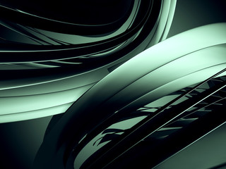 Abstract dark metallic curves. Industrial background