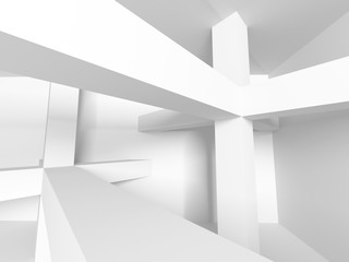 Abstract Architecture Background. Empty White Futuristic Room