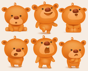 Creation set of teddy bear characters with different emotions