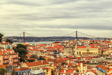 Fototapeta na wymiar A view of the Alfama downtown, Lisbon, Portugal.