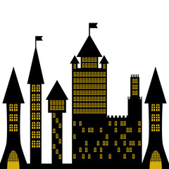 isolated vector ancient gothic castle black silhouette