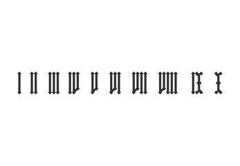 Roman numeral set from one to ten