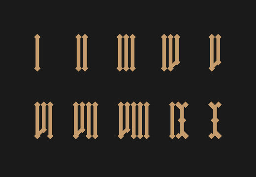 Old style isolated roman numeral set.
